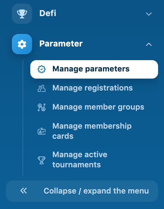 Parameter menu expanded
