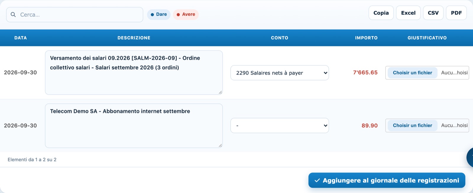 Un ordine collettivo di 7665.65 riconosciuto come versamento dei salari di settembre